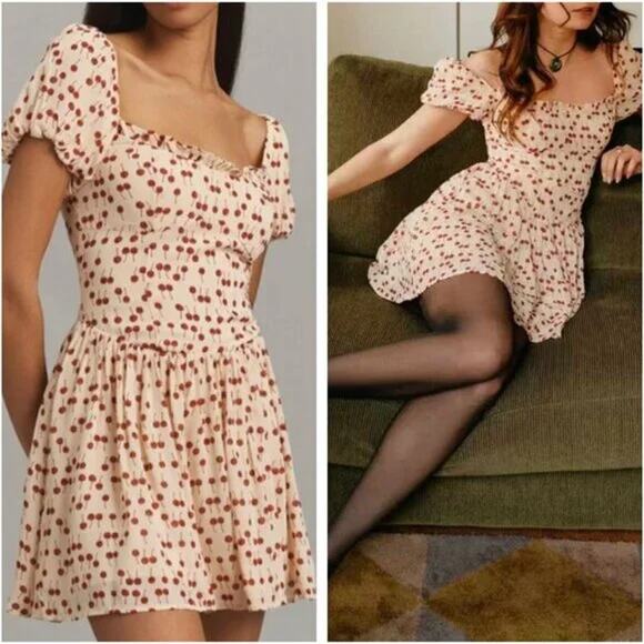 Reformation Davonne Cherry Mini Dress Size 2 Causal Party Summer - Picture 2 of 16